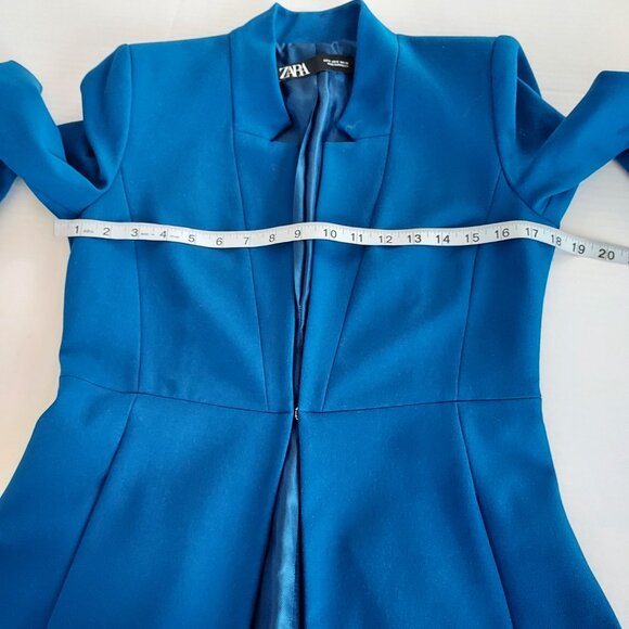 Zara Royal Blue Inverted Lapel Long Blazer Size Small - Picture 11 of 15